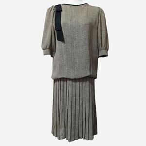 Virgo II Chevron Pleated Dress Vintage 1980s